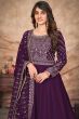 Purple Sequence Embroidered Art Silk Anarkali Suit.
