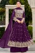 Plum Purple Zari Embroidered Georgette Palazzo Suit