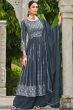Grey Zari Embroidered Georgette Palazzo Suit