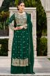 Green Zari Embroidered Georgette Palazzo Suit