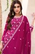 Hot Pink Embroidered Georgette Gharara Suit