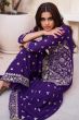 Dark Purple Embroidered Georgette Gharara Suit