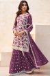 Light Purple Embroidered Georgette Gharara Suit