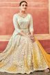 Off White And Yellow Georgette Embroidered Festive Anarkali Suit