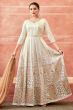Off White And Peach Georgette Embroidered Festive Anarkali Suit