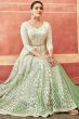 Off White And Green Georgette Embroidered Festive Anarkali Suit