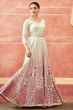 Off White And Pink Georgette Embroidered Festive Anarkali Suit