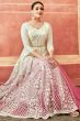 Off White And Pink Georgette Embroidered Festive Anarkali Suit