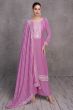 Lilac Purple Sequence Embroidery Silk Palazzo Suit