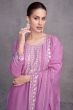 Lilac Purple Sequence Embroidery Silk Palazzo Suit