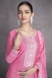 Pink Sequence Embroidery Silk Palazzo Suit