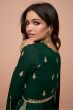 Dark Green Embroidery High Slit Silk Palazzo Suit
