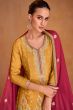 Yellow and Pink Chinnon Sharara Set