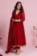 Red Georgette Angrakha Suit