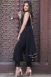 Dark Blue Sleeveless Georgette Suit
