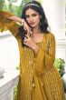 Mustard Yellow Georgette Sequins Work Shrug with Top and Palazzo 