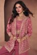 Mauve Silk Embroidered Jacket with Top and Palazzo