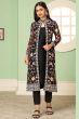 Black Georgette Embroidered Jacket with Kurti and churidar