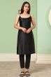 Black Georgette Embroidered Jacket with Kurti and churidar