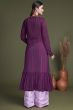 Dark Purple Indowestern Set With Stylish Koti