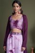 Dark Purple Indowestern Set With Stylish Koti