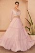 Blush Pink Georgette Sequence Embroidery Partywear Suit