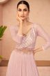 Blush Pink Georgette Sequence Embroidery Partywear Suit