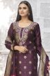 Wine Purple Woven Silk Trouser Suit