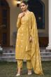 Yellow Cotton Pakistani Embroidered Salwar Kameez