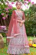 Pink Net Embroidered Lehanga Choli