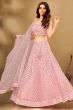 Pastel Pink Net Embroidered Lehenga