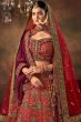 Red Velvet Embroidered Lehenga