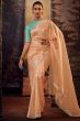 Peach Embroidered Fancy Fabric Silk Saree