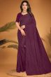 Magenta Embroidered Georgette Partywear Saree