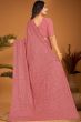 Light Pink Embroidered Georgette Partywear Saree