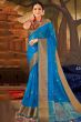 Sky Blue Woven Organza Broad Border Saree