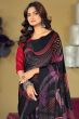 Black Abstract Printed Silk Saree