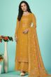 Mustard Yellow Embroidered Organza Kurta Set with Sequins