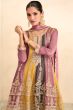  Mauve Chinnon Embroidered A- Line Sharara Suit