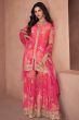 Pink Georgette Sequins Work Printed Gharara Suit 
