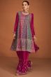Multicolor Chinnon Sharara Suit With Burgundy Dupatta