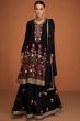 Black Chinnon Embroidered Sharara Suit 