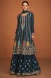 Blue Chinnon Sharara Suit 