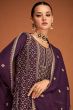 Dark Purple Chinnon Sharara Suit 