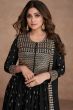 Black Embroidered Georgette Anarkali Style Palazzo Suit