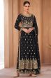 Black Georgette Embroidered Palazzo Suit