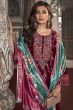 Maroon Embroidered Velvet Suit Set