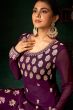 Plum Purple Georgette Embroidered Palazzo Suit