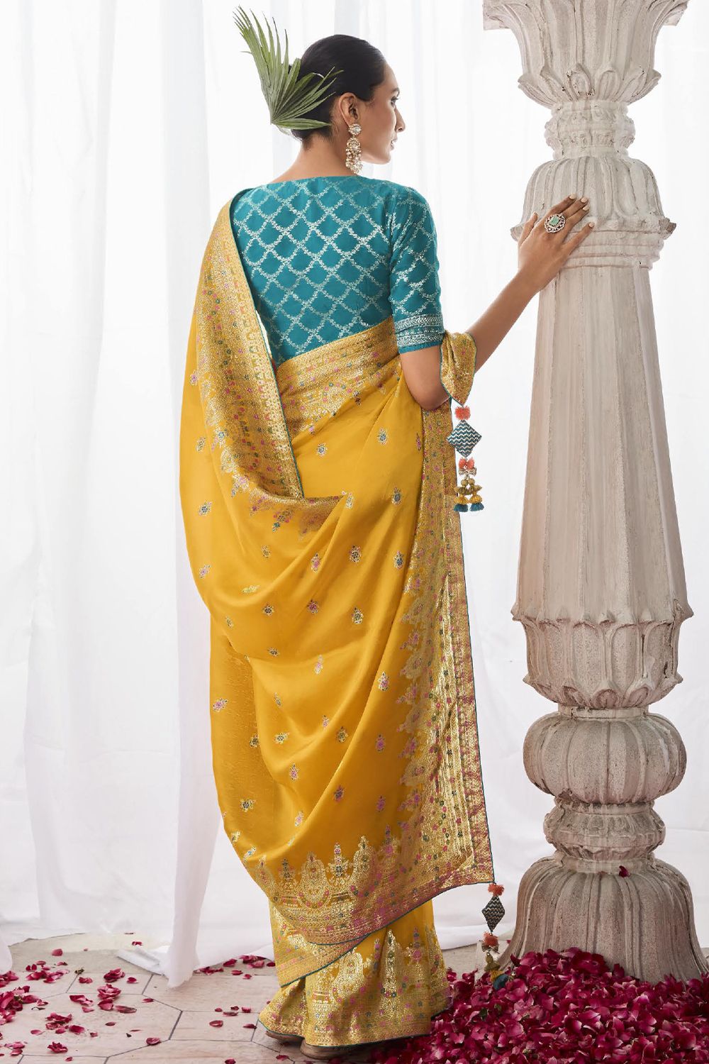 Yellow Silk Minakari Saree 
