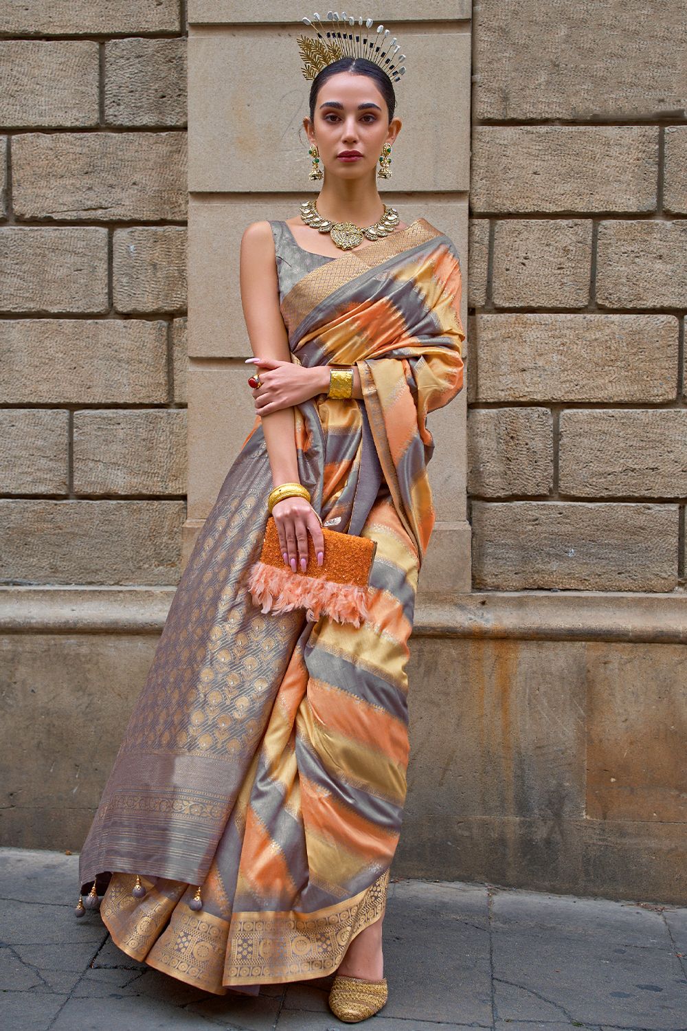 Light Grey Soft Silk Saree 